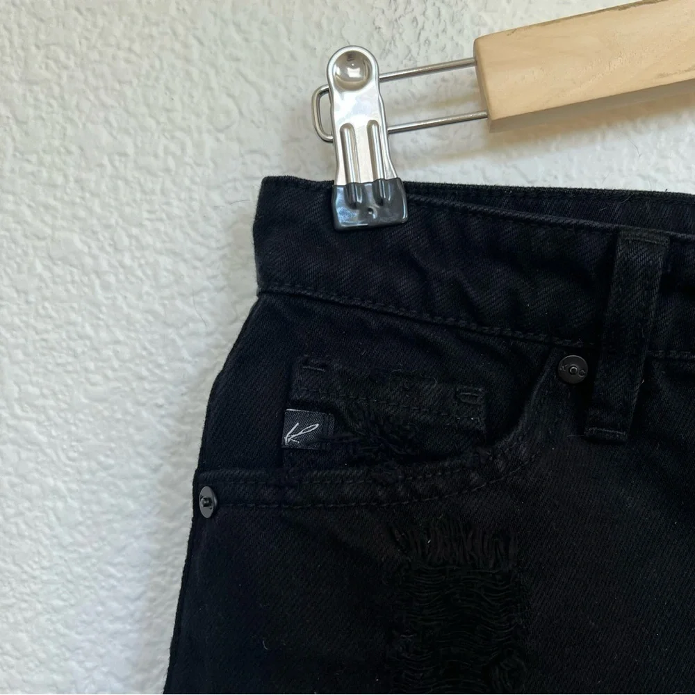 KanCan- Black High Rise Frayed Distressed Shorts XS